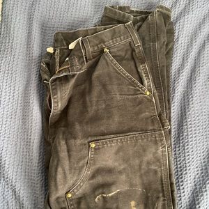 Black Used Double Knee Carhartt Work Pants 33x34